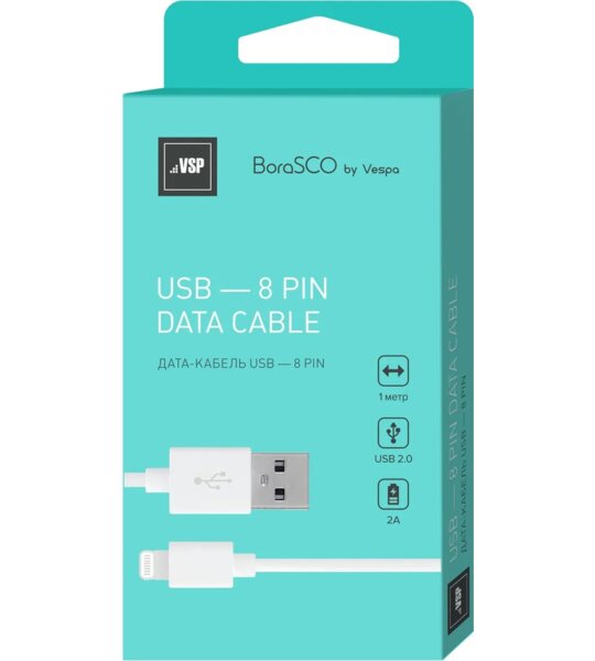 Дата-кабель iPhone 8pin VSP 2А/1,0m белый