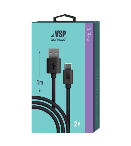 Дата-кабель Type-C VSP 2A/1,0m черный