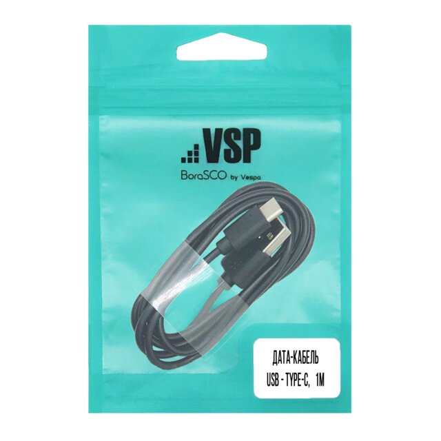 Дата-кабель Type-C VSP 1A/1,0m чёрный