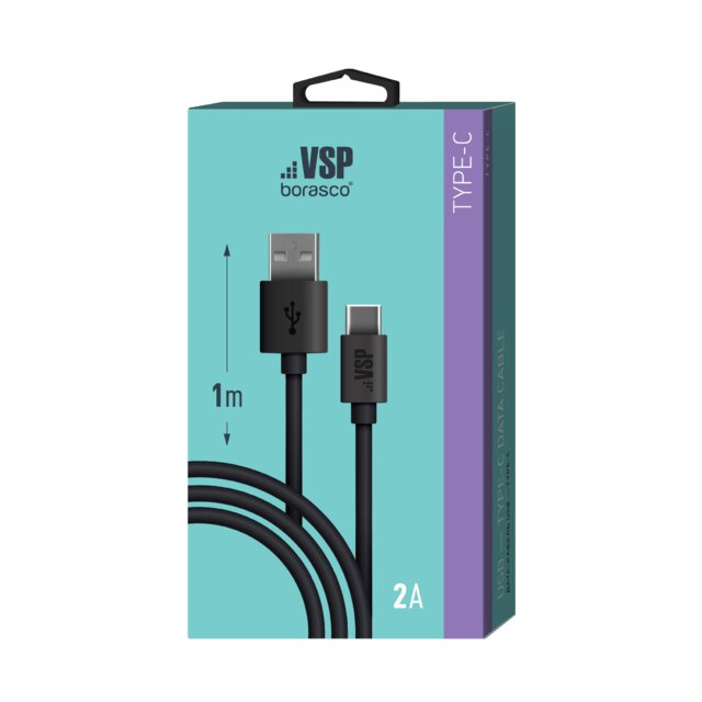 Дата-кабель Type-C VSP 2A/1,0m черный